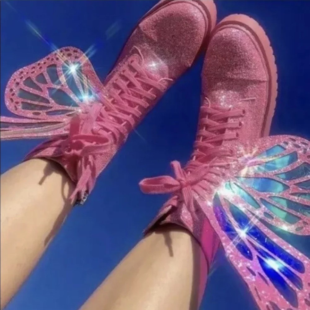 SOLD - Dolls Kill Club Exx Butterfly Boots - Picture 2 of 8